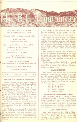 The B.C. Mountaineer 1924 April cover